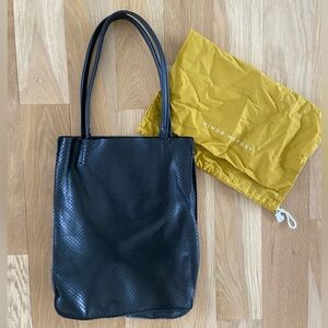 Minor History Plié Tote in black perforated leather